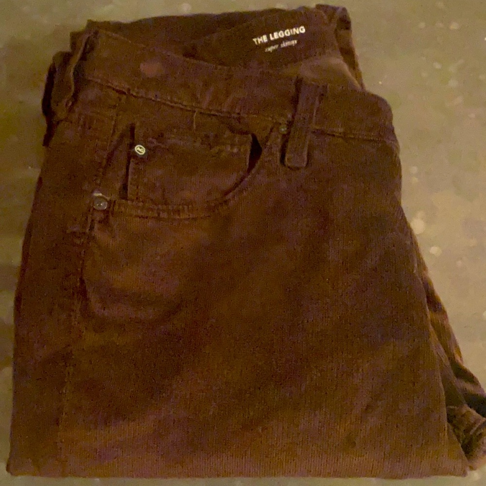 Women’s Brown Size 10 Adriano Goldsmietdt the legging corduroy stretchy zip up.